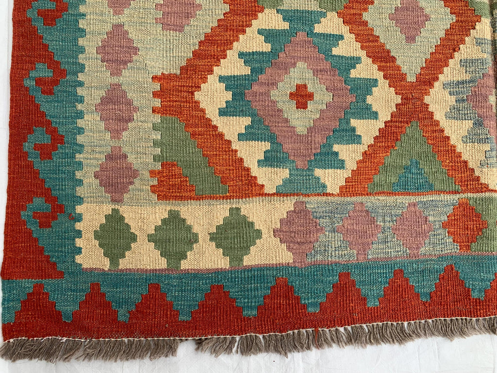 Large Handwoven Afghan Kilim Rug, 9.10x6.7ft, Flatweave Turkmen Wool Area Rug, Multicolor Kilim Rug, Rug for Farmhouse, Picnic Outdoor Use
