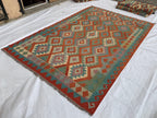 Large Handwoven Afghan Kilim Rug, 9.10x6.7ft, Flatweave Turkmen Wool Area Rug, Multicolor Kilim Rug, Rug for Farmhouse, Picnic Outdoor Use