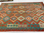 Large Handwoven Afghan Kilim Rug, 9.10x6.7ft, Flatweave Turkmen Wool Area Rug, Multicolor Kilim Rug, Rug for Farmhouse, Picnic Outdoor Use