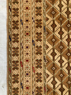 5x7ft Handmade Wool Rug – Brown & Beige Geometric Pattern Area Carpet | Tribal Boho Floor Decor | Hand-Knotted Oriental Rug for Living Room