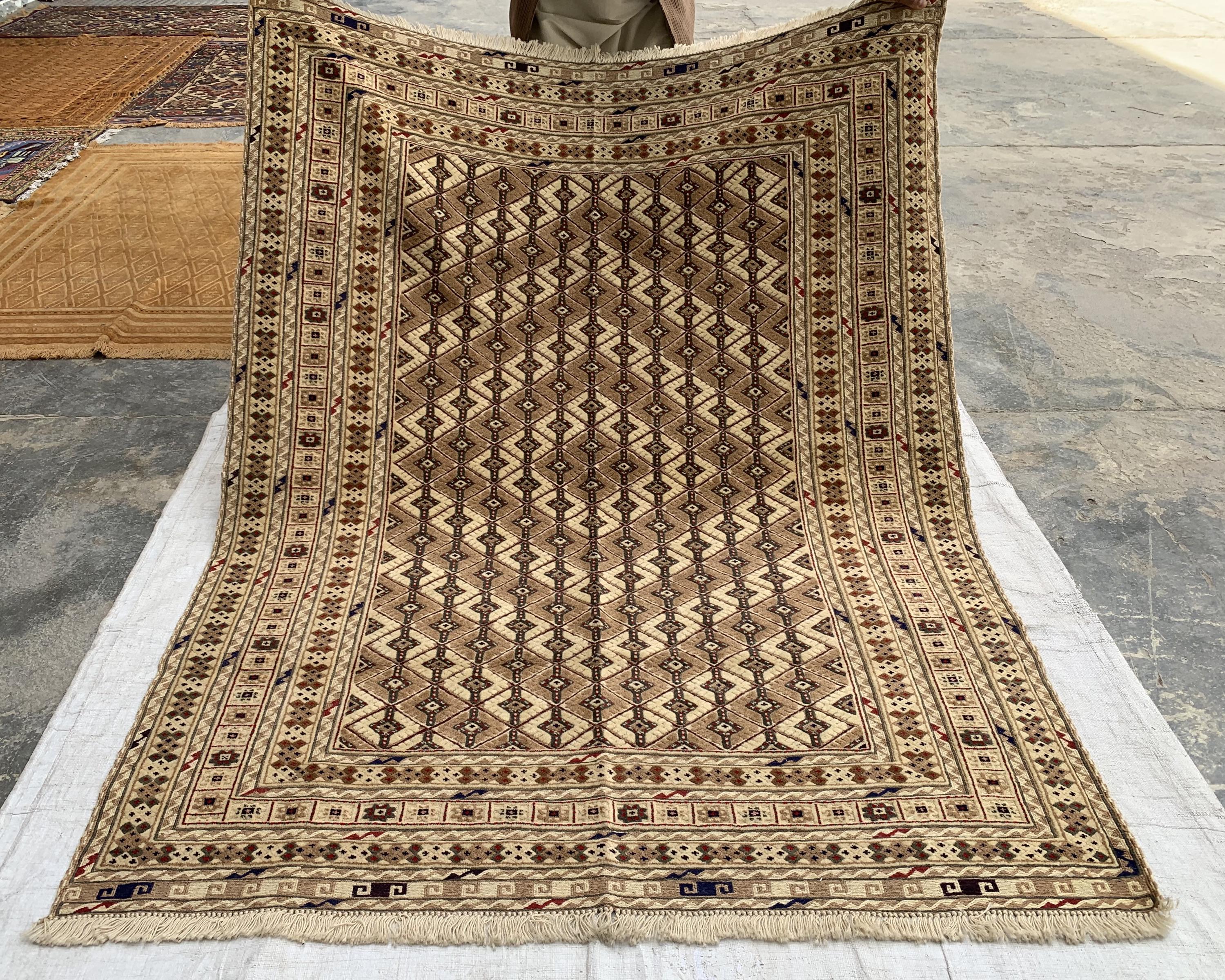 4'9x6'3ft, Herati Kilim Rug – Handmade Flatweave Wool Area Carpet | Persian Tribal Geometric Boho Decor | Large Woven Rug for Living Room