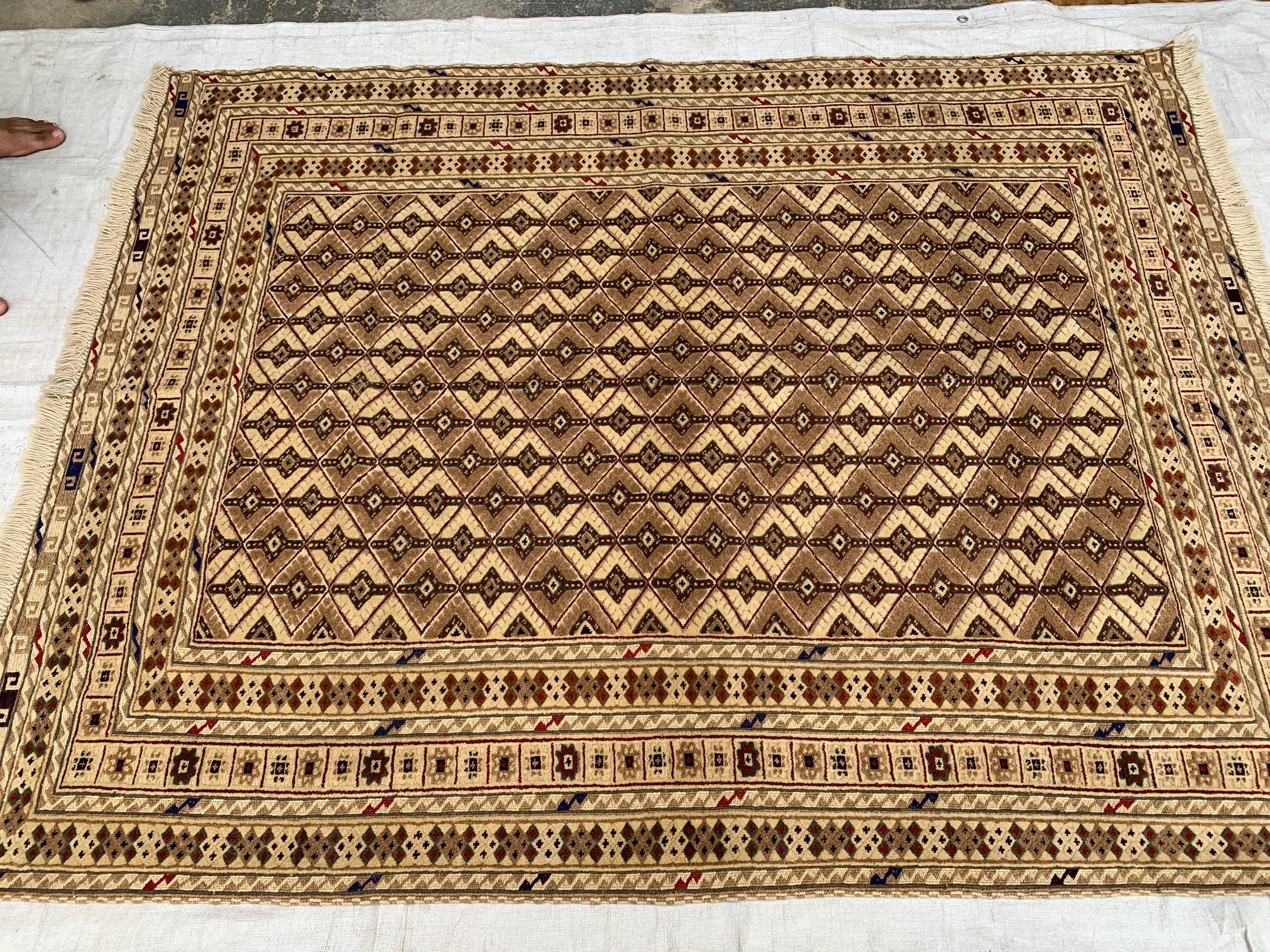4'9x6'3ft, Herati Kilim Rug – Handmade Flatweave Wool Area Carpet | Persian Tribal Geometric Boho Decor | Large Woven Rug for Living Room