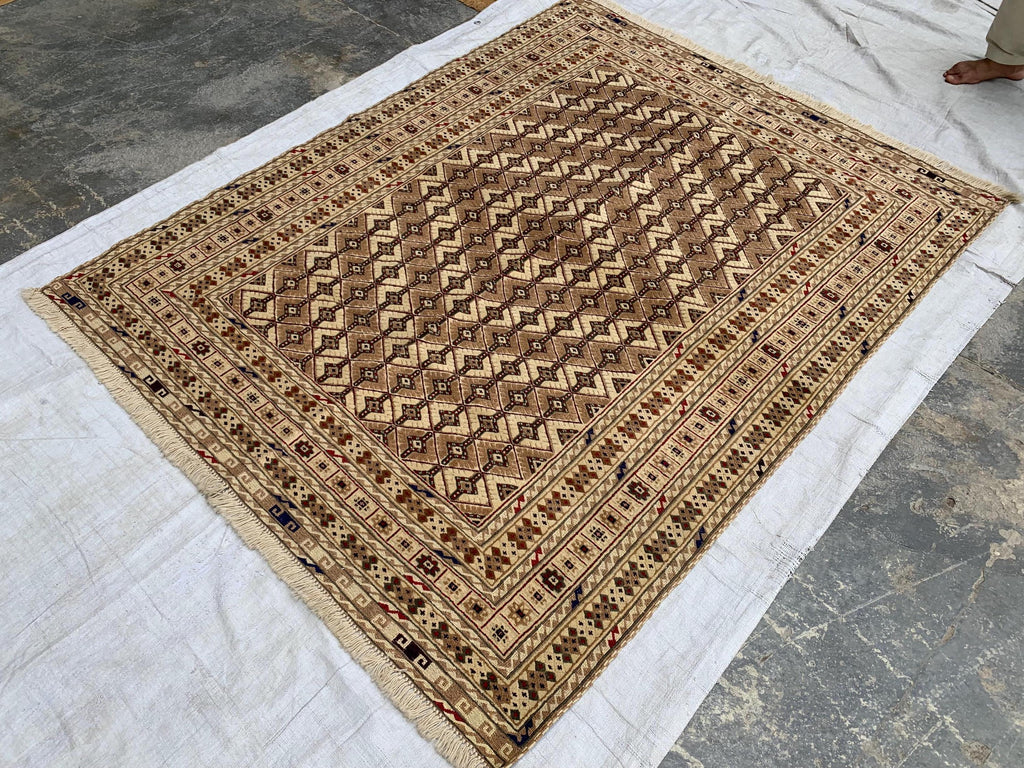 4'9x6'3ft, Herati Kilim Rug – Handmade Flatweave Wool Area Carpet | Persian Tribal Geometric Boho Decor | Large Woven Rug for Living Room