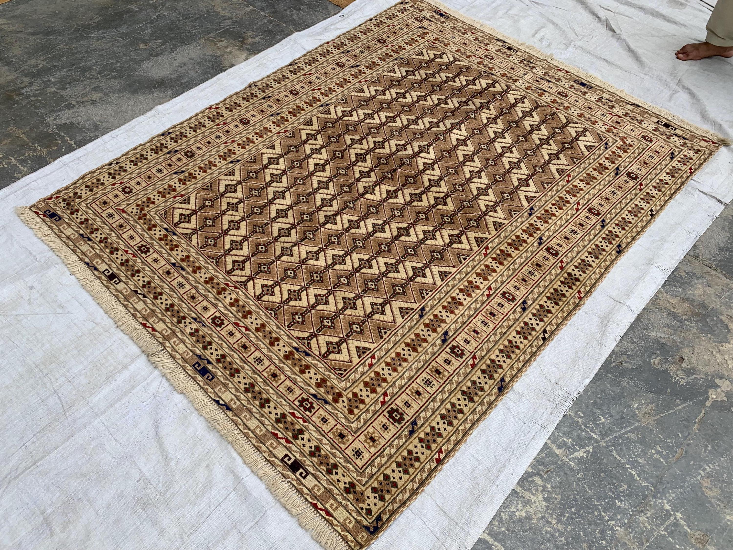 4'9x6'3ft, Herati Kilim Rug – Handmade Flatweave Wool Area Carpet | Persian Tribal Geometric Boho Decor | Large Woven Rug for Living Room