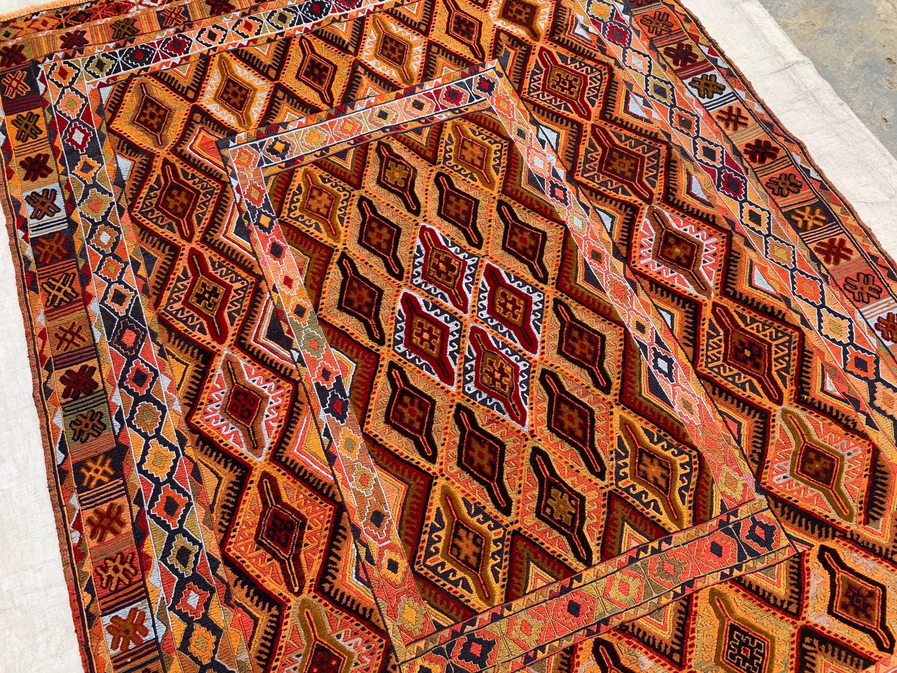 5x6ft, Tribal Kilim Rug – Handmade Wool Flatweave Persian Geometric Carpet | Boho Ethnic Area Rug for Living Room, Entryway or Wall Decor