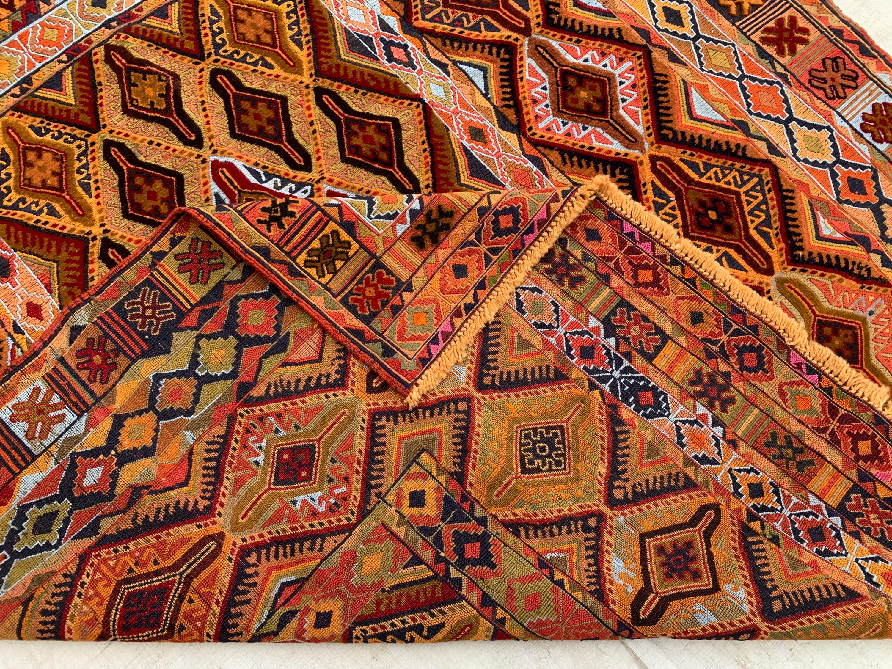 5x6ft, Tribal Kilim Rug – Handmade Wool Flatweave Persian Geometric Carpet | Boho Ethnic Area Rug for Living Room, Entryway or Wall Decor