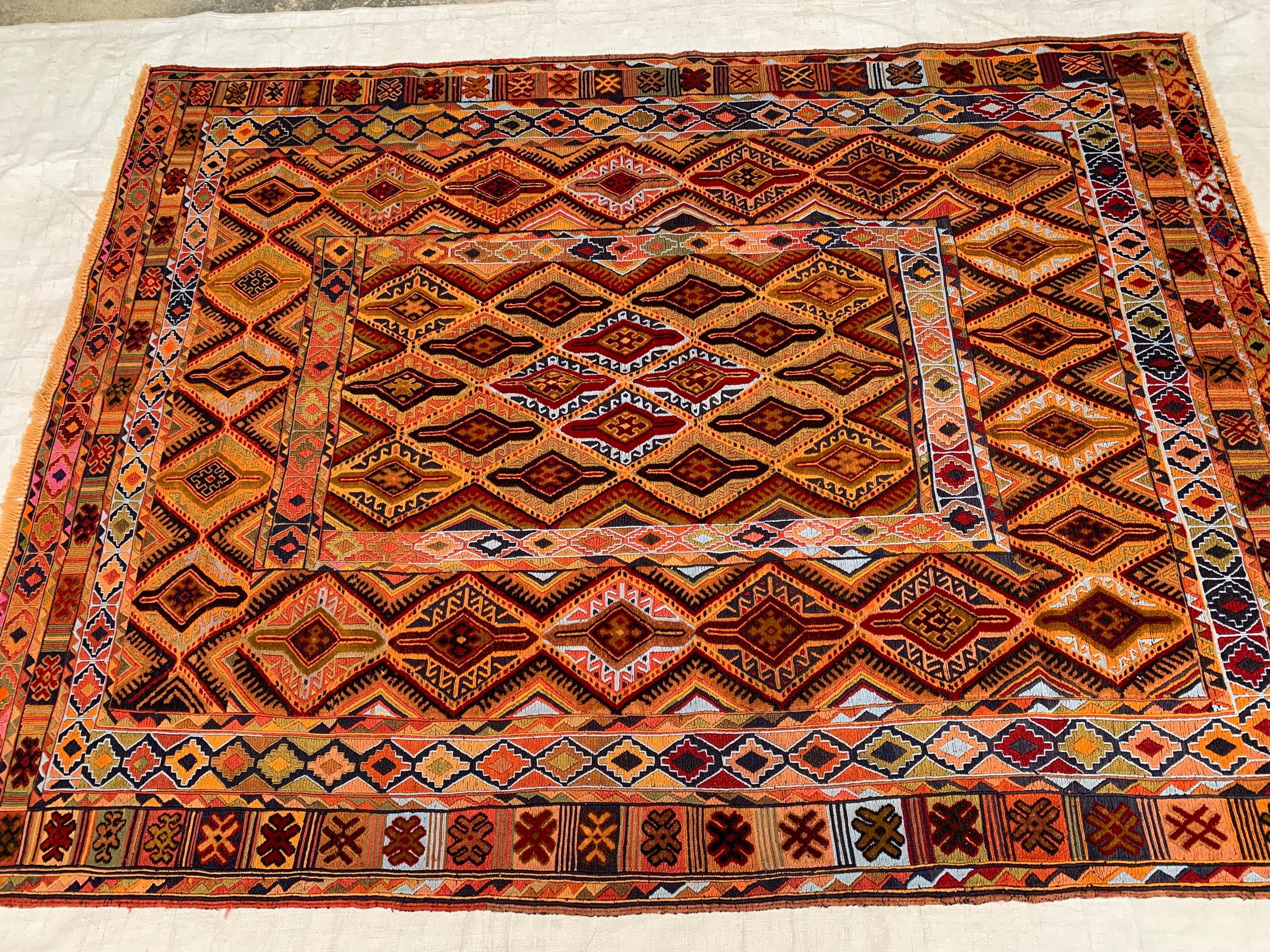5x6ft, Tribal Kilim Rug – Handmade Wool Flatweave Persian Geometric Carpet | Boho Ethnic Area Rug for Living Room, Entryway or Wall Decor