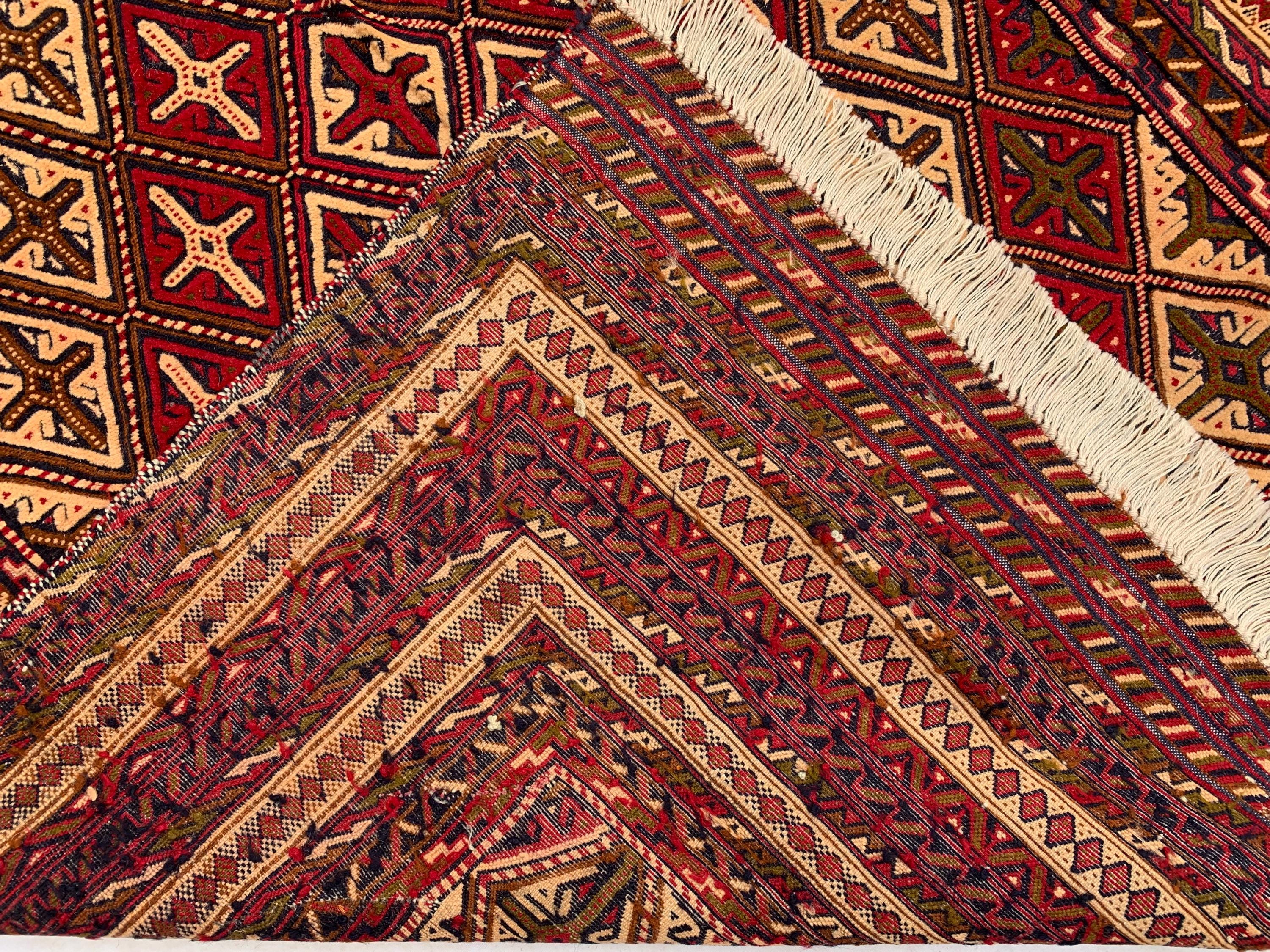Handwoven Tribal Traditional Afghan Rug, 5.4x4.4ft, Turkmen Wool Area Rug, Rug for bedroom, Office, Boho home decor