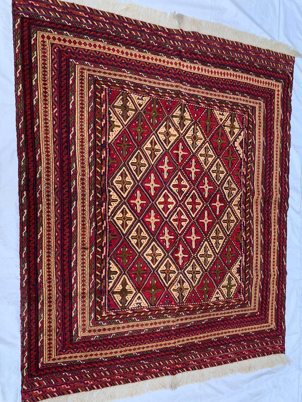 Handwoven Tribal Traditional Afghan Rug, 5.4x4.4ft, Turkmen Wool Area Rug, Rug for bedroom, Office, Boho home decor