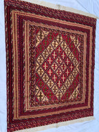 Handwoven Tribal Traditional Afghan Rug, 5.4x4.4ft, Turkmen Wool Area Rug, Rug for bedroom, Office, Boho home decor