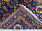 Navy Blue Beljik Rug 6x8ft – Hand-Knotted Afghan Wool Area Rug, Tribal Geometric Design, Oriental Carpet, Boho Home Decor, Living room rug