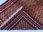5x7ft Hoja Roshnai Beljik Rug – Handwoven Afghan Area Rug in Burgundy, Cream & Black – Geometric Repeating Pattern – Tribal Wool Carpet