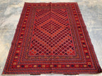 5x6ft, Flatweave Vintage Terracotta Kilim Rug, Turkmen Wool Rug, Afghan Geometric Rug, Living room rug, Bedroom rug, Farmhouse rug 185x150cm