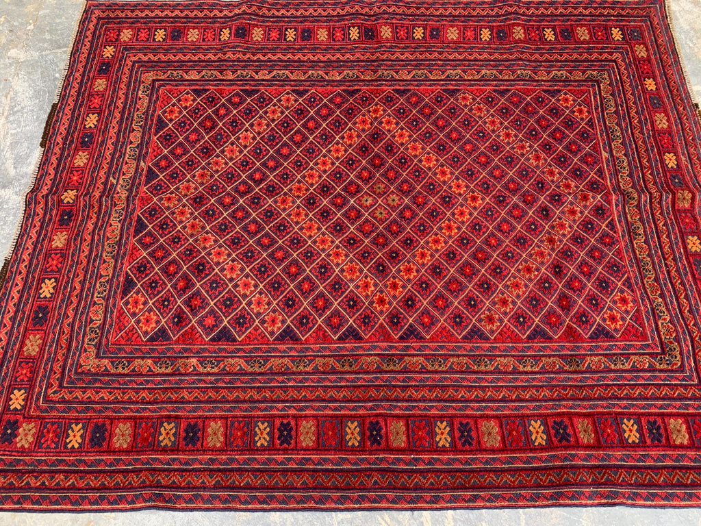 5x6ft, Flatweave Vintage Terracotta Kilim Rug, Turkmen Wool Rug, Afghan Geometric Rug, Living room rug, Bedroom rug, Farmhouse rug 185x150cm
