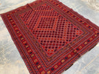 5x6ft, Flatweave Vintage Terracotta Kilim Rug, Turkmen Wool Rug, Afghan Geometric Rug, Living room rug, Bedroom rug, Farmhouse rug 185x150cm