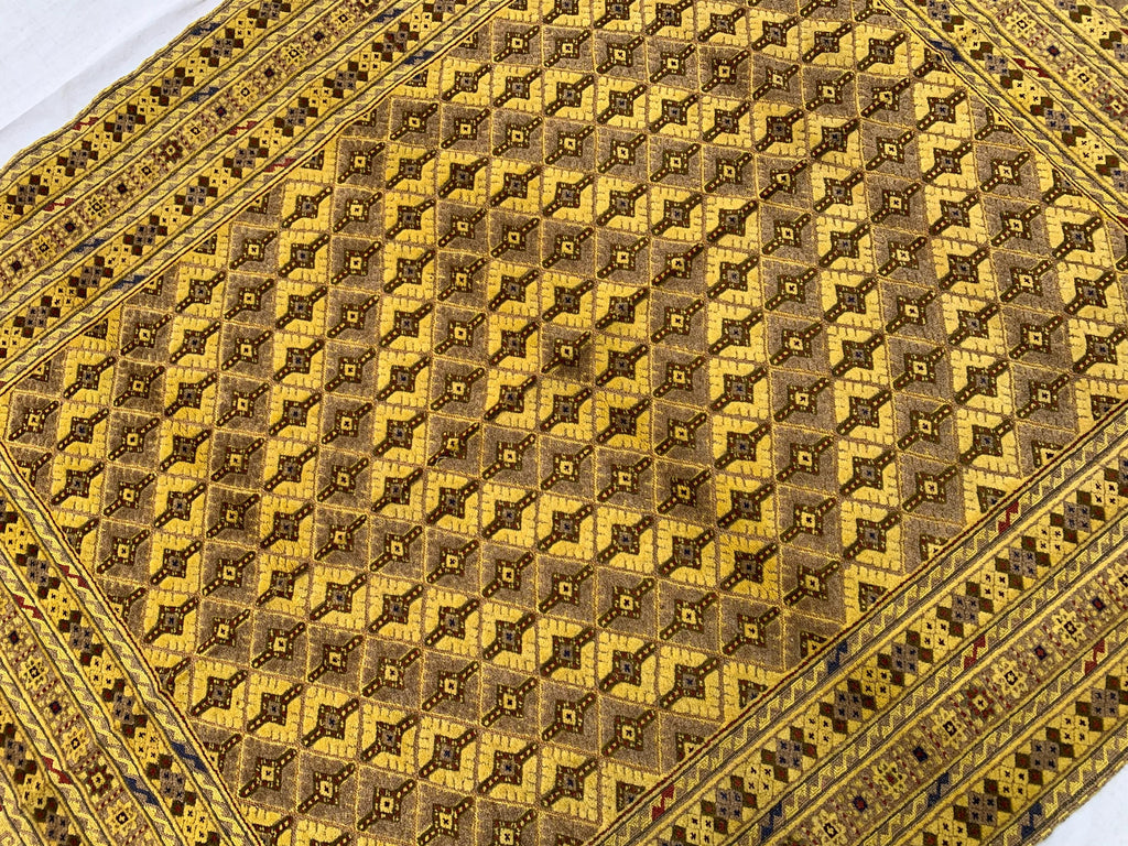 5.4x5ft, Flatweave Golden Yellow Kilim Rug, Turkmen Wool Rug, Afghan Handwoven Rug, Living Room Rug, Bedroom Rug, Farmhouse Rug 167x154 cm