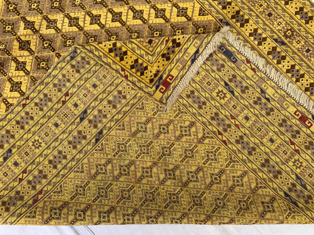 5.4x5ft, Flatweave Golden Yellow Kilim Rug, Turkmen Wool Rug, Afghan Handwoven Rug, Living Room Rug, Bedroom Rug, Farmhouse Rug 167x154 cm