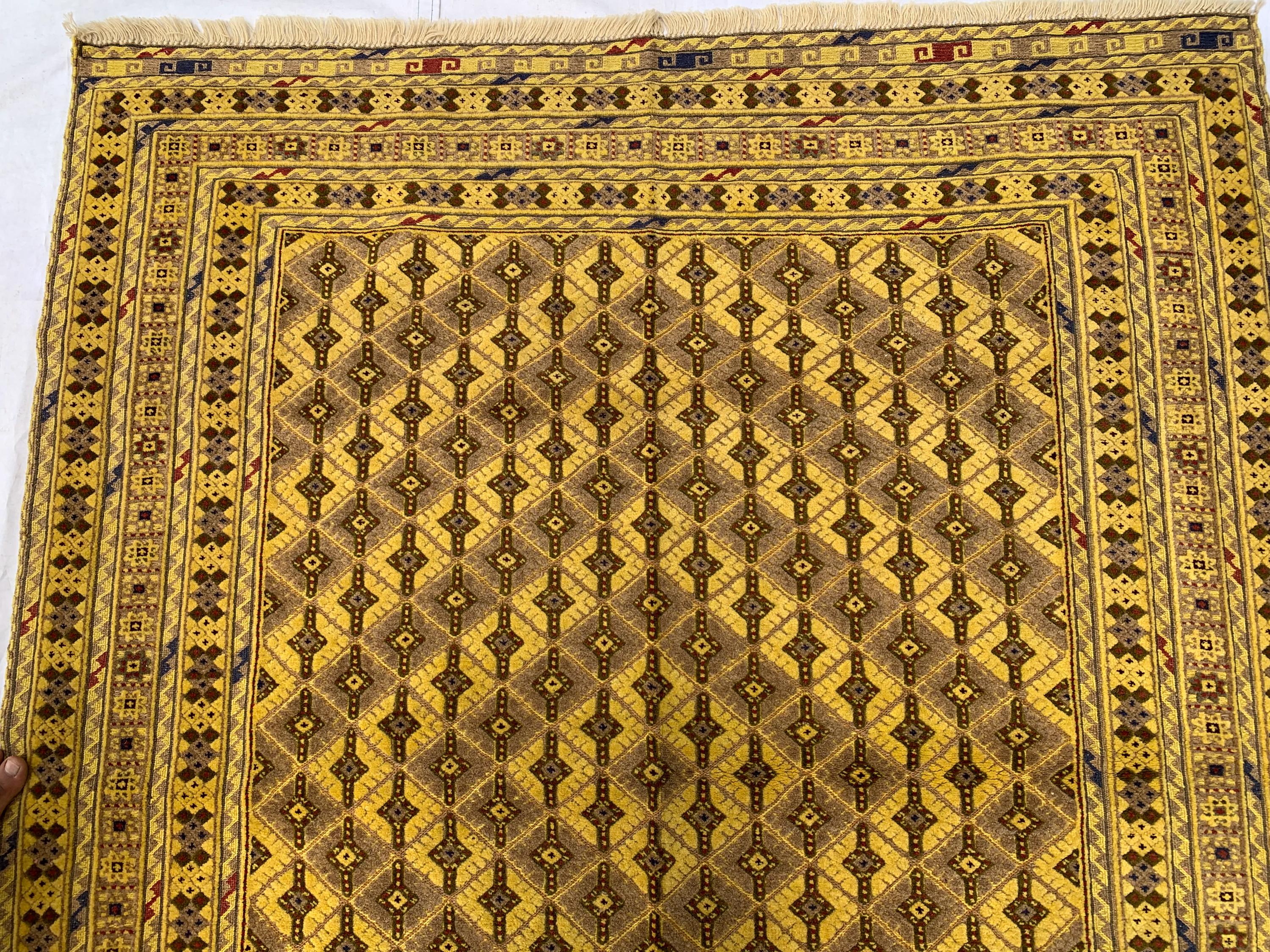 5.4x5ft, Flatweave Golden Yellow Kilim Rug, Turkmen Wool Rug, Afghan Handwoven Rug, Living Room Rug, Bedroom Rug, Farmhouse Rug 167x154 cm