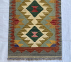 2x7 Hallway Rug, Afghan Handmade Kilim Rug, Turkmen Flatweave Wool Area Rug, Vegetable Dyed Rug, Kilim narrow rug, entryway rug 212x63 cm