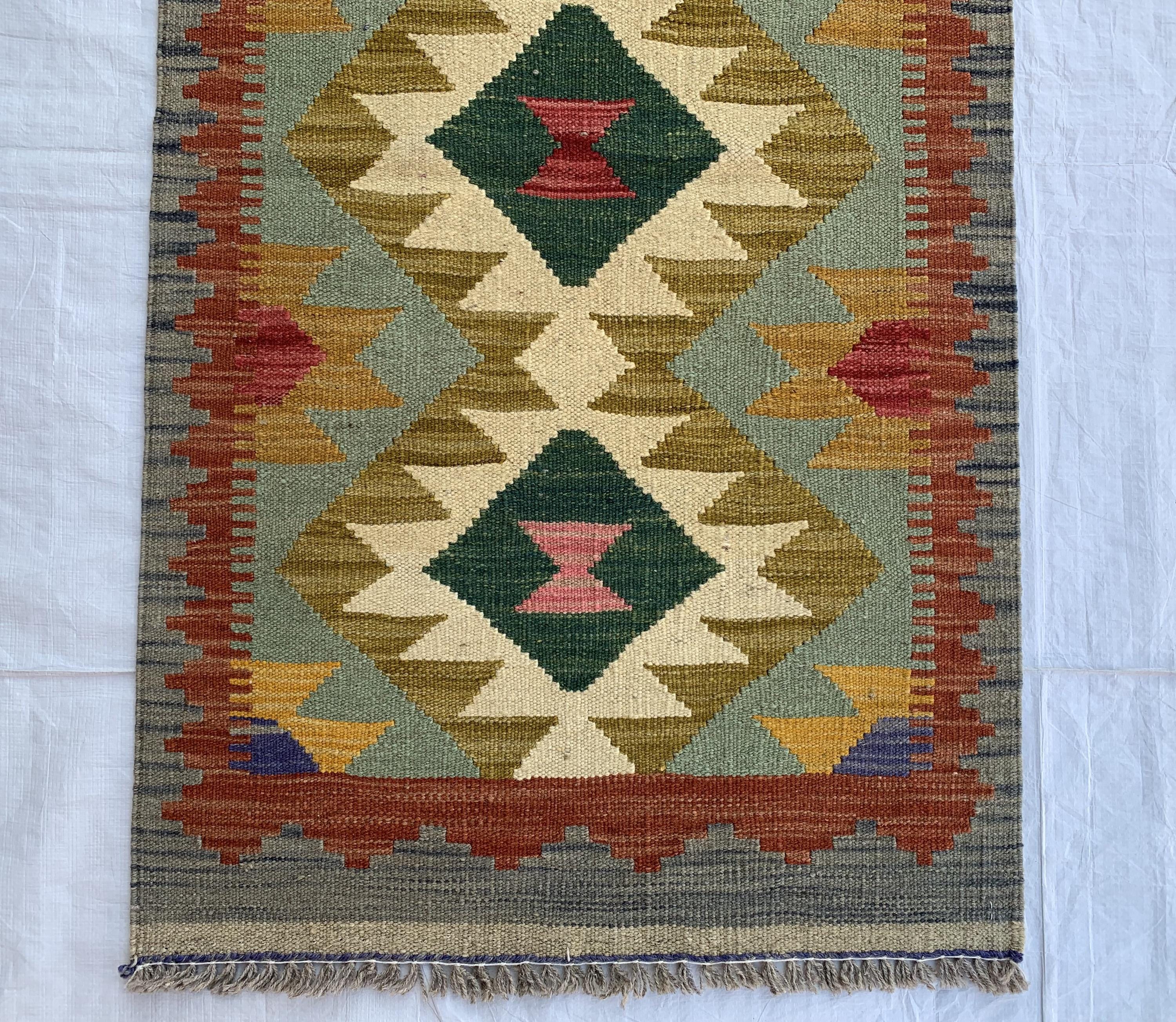 2x7 Hallway Rug, Afghan Handmade Kilim Rug, Turkmen Flatweave Wool Area Rug, Vegetable Dyed Rug, Kilim narrow rug, entryway rug 212x63 cm