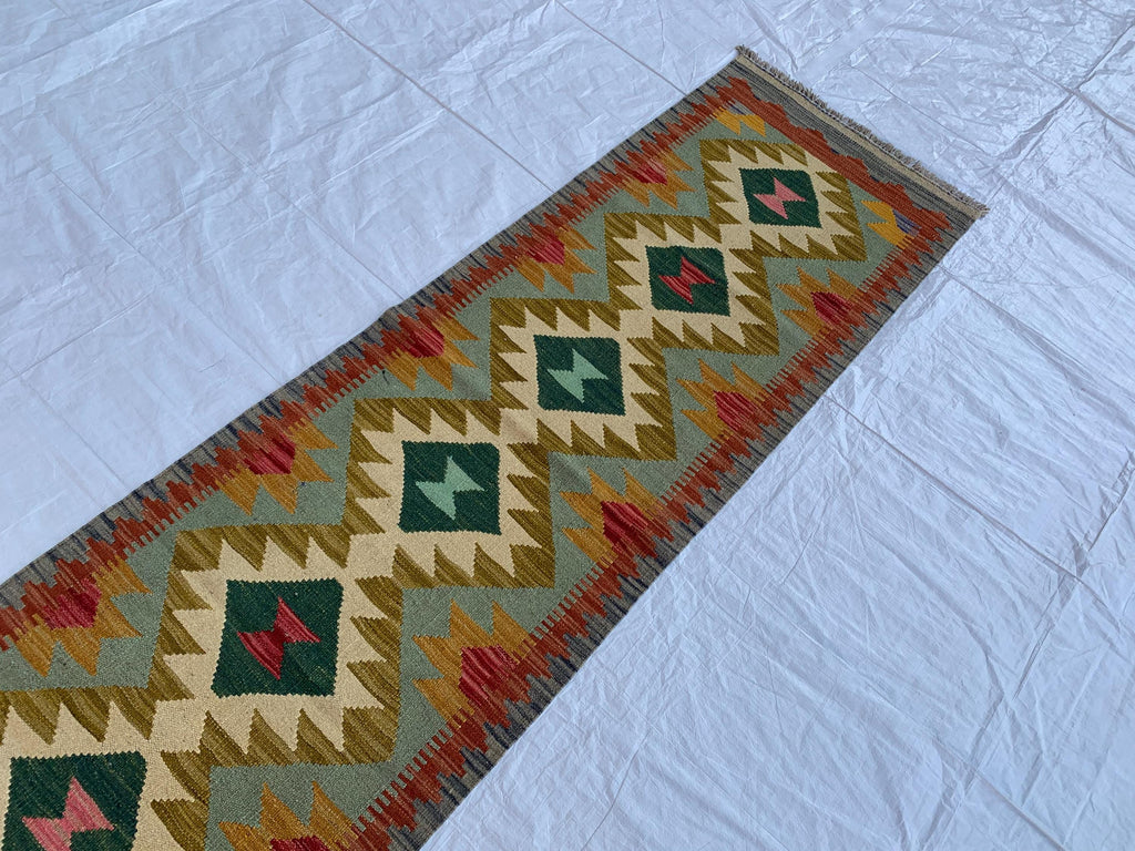 2x7 Hallway Rug, Afghan Handmade Kilim Rug, Turkmen Flatweave Wool Area Rug, Vegetable Dyed Rug, Kilim narrow rug, entryway rug 212x63 cm