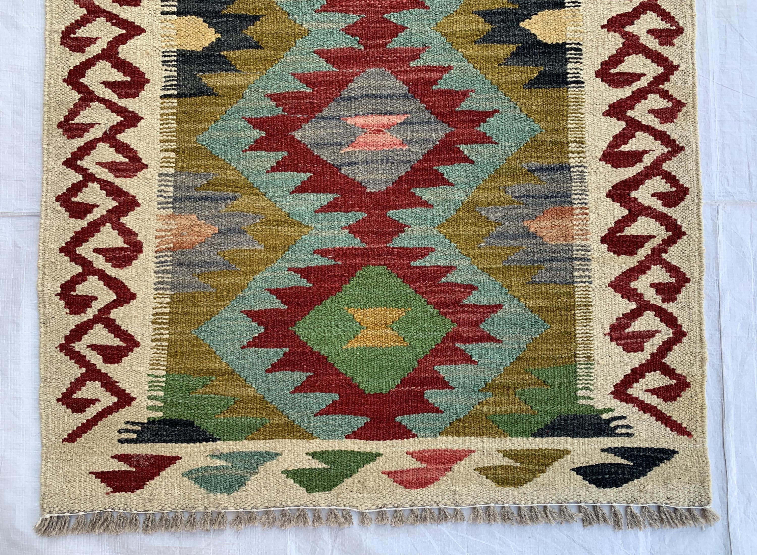 2x6ft, Flatweave Kilim Runner, Afghan Handmade Hallway Rug, Turkmen Wool Area Rug, Vegetable dyed Rug, Narrow Rug Entryway rug 200x67 cm
