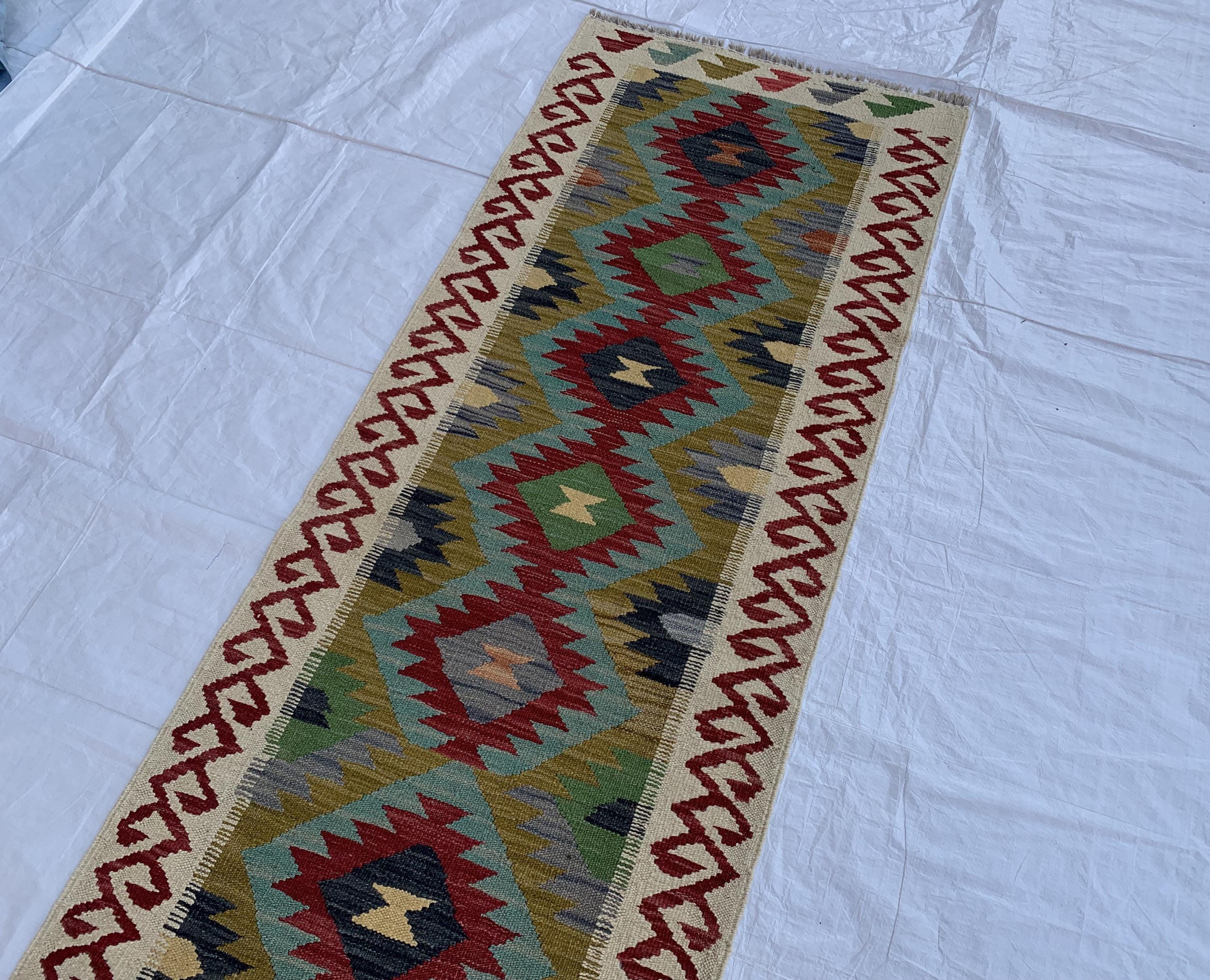 2x6ft, Flatweave Kilim Runner, Afghan Handmade Hallway Rug, Turkmen Wool Area Rug, Vegetable dyed Rug, Narrow Rug Entryway rug 200x67 cm