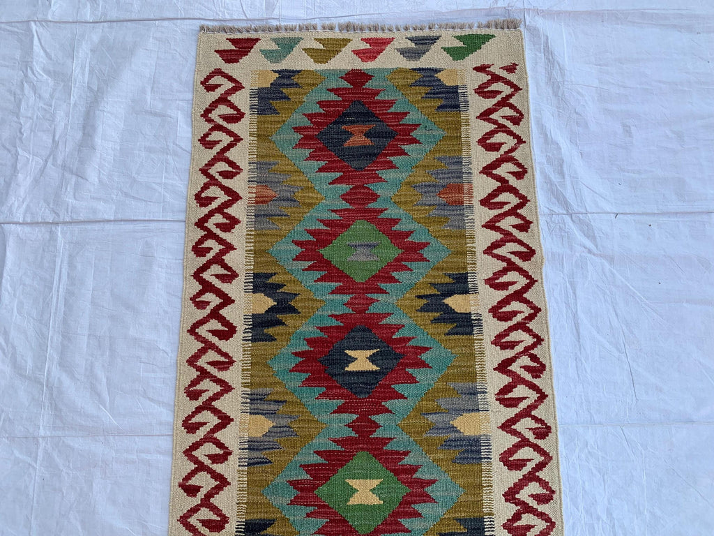 2x6ft, Flatweave Kilim Runner, Afghan Handmade Hallway Rug, Turkmen Wool Area Rug, Vegetable dyed Rug, Narrow Rug Entryway rug 200x67 cm