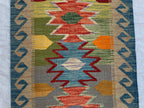 Flatweave Afghan Handmade Hallway Kilim Runner, Turkmen Traditional Wool Area Rug, Vegetable Dyed Rug, Rug for Kitchen, Entryway Rug 197x65