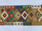 2x6ft, Turkmen Handmade Afghan Wool Chobi Kilim, Flatweave Hallway Runner Rug, Vegetable Dyed Rug, Multi Color Kilim, for Entryway 187x67 cm