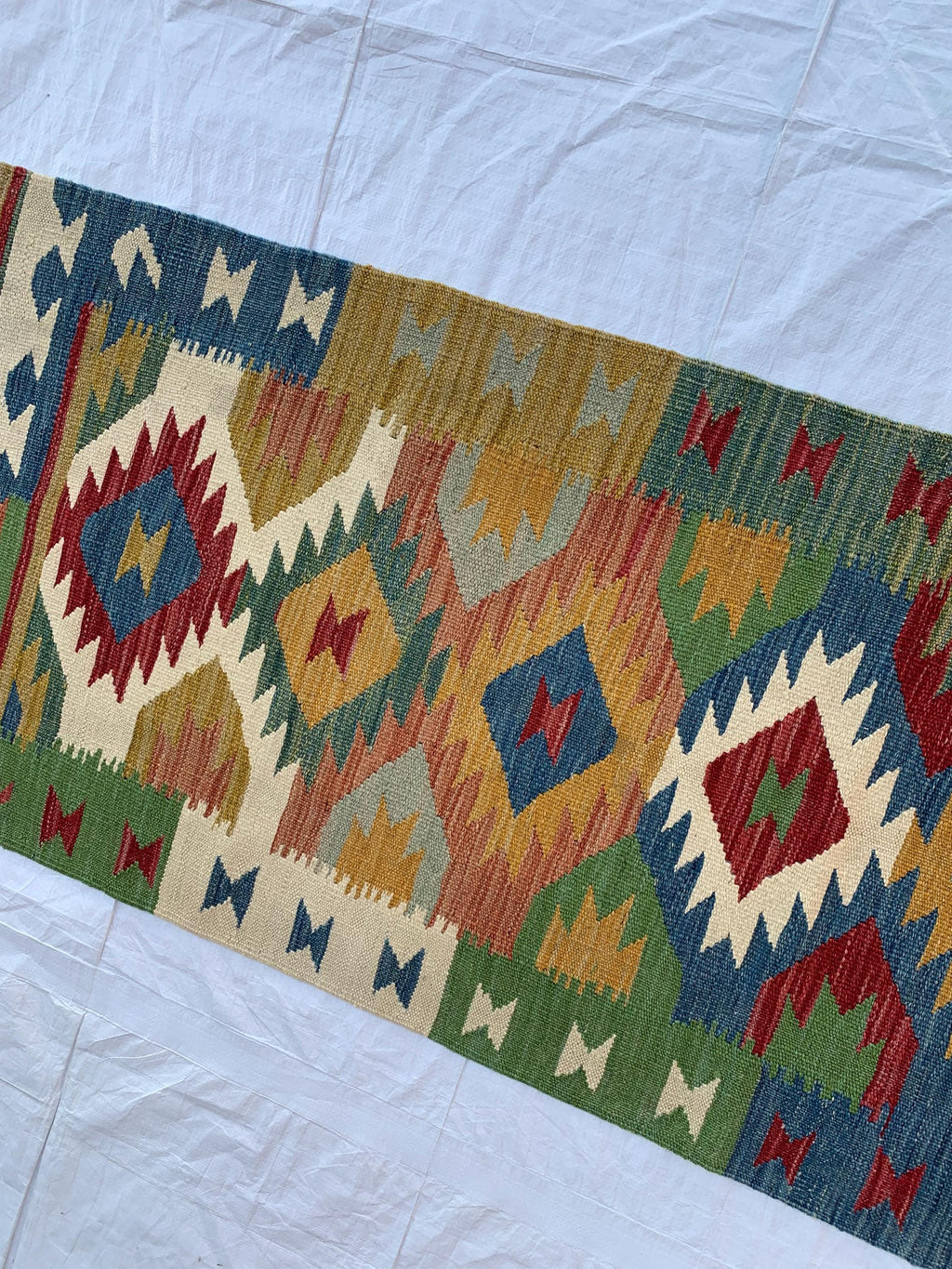 2x6ft, Turkmen Handmade Afghan Wool Chobi Kilim, Flatweave Hallway Runner Rug, Vegetable Dyed Rug, Multi Color Kilim, for Entryway 187x67 cm