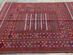 7x9ft, Kilim Rug –Turkmen Handwoven Wool Area Rug – Boho Tribal Geometric Carpet– Afghan Flatweave Rug – Large Living Room Decor 278x186 cm