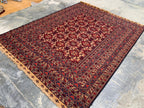 7x9ft, Vintage Afghan Kilim Rug – Handwoven Wool Tribal Carpet – Red Geometric Flatweave – Large Boho Area Rug – Ethnic Living Room Decor