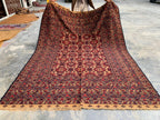 7x9ft, Vintage Afghan Kilim Rug – Handwoven Wool Tribal Carpet – Red Geometric Flatweave – Large Boho Area Rug – Ethnic Living Room Decor
