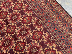 7x9ft, Vintage Afghan Kilim Rug – Handwoven Wool Tribal Carpet – Red Geometric Flatweave – Large Boho Area Rug – Ethnic Living Room Decor