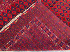 Bukhara Rug 6x9ft – Handknotted Red and Blue Wool Carpet – Afghan Traditional Geometric Area Rug – Oriental Tribal Living Room Decor