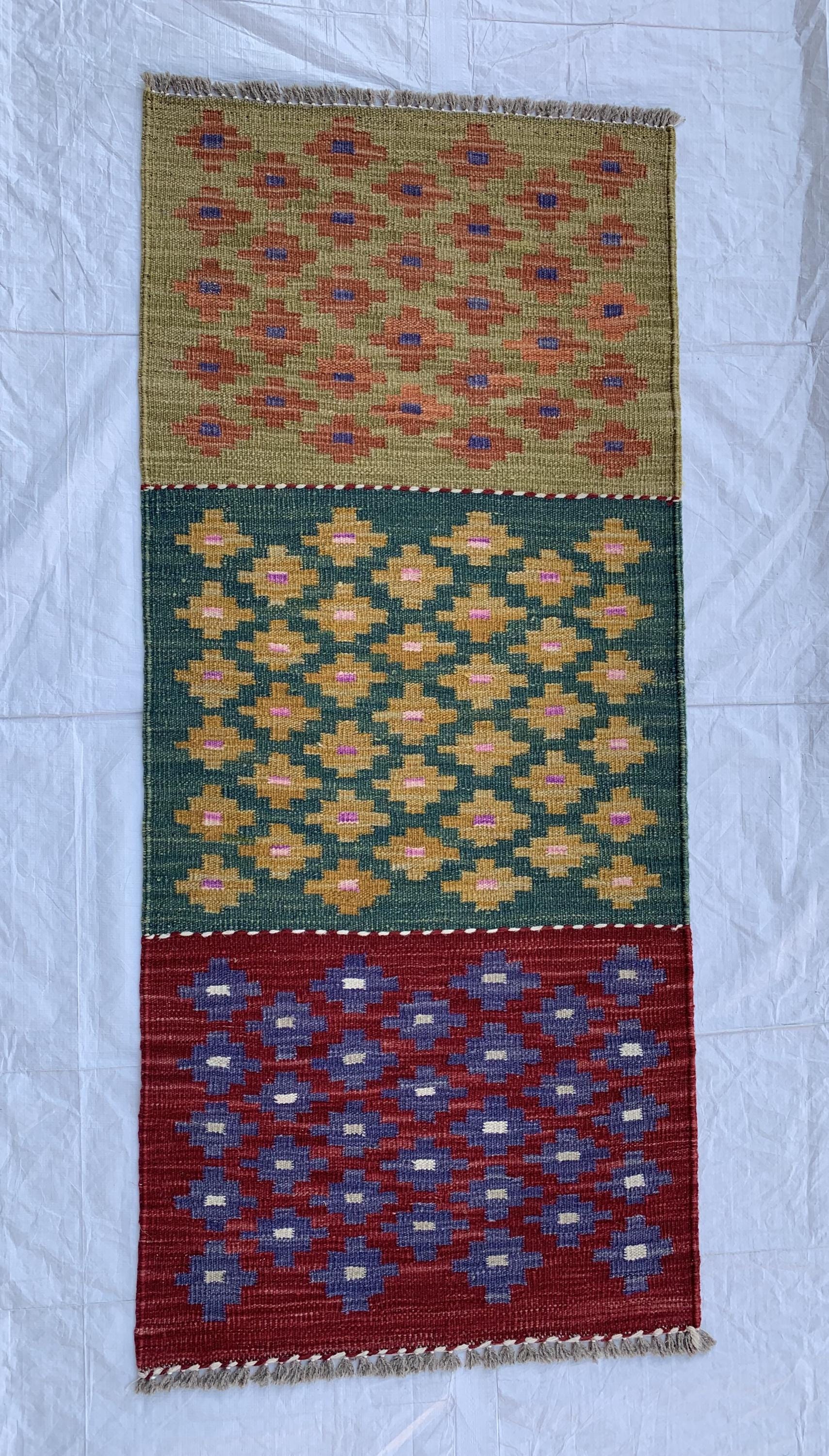 2x5 Short Hallway Kilim Rug, Turkmen Tribal Handmade Wool Area Rug, Flatweave vegetable dyed rug, Perfect for entryway, Kitchen, corridor