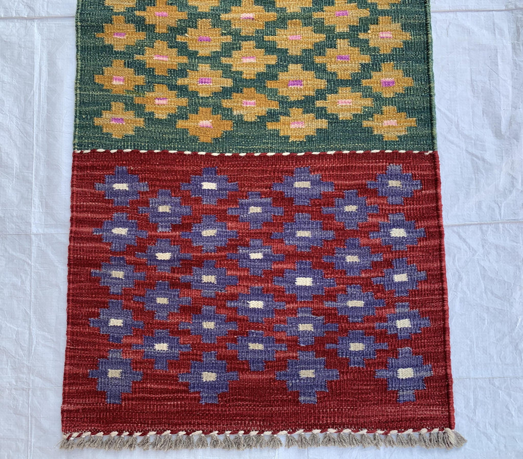 2x5 Short Hallway Kilim Rug, Turkmen Tribal Handmade Wool Area Rug, Flatweave vegetable dyed rug, Perfect for entryway, Kitchen, corridor