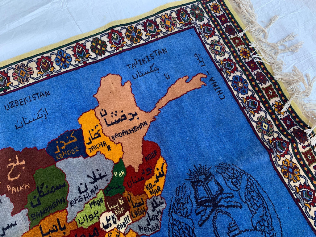 3x5ft, Handwoven Map of Afghanistan, Turkmen Wool Wall Hanging Perfect for Afghan Embassies, Restaurants, Offices In Foreign