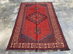 4x6ft Kitchen Rug Vintage Tribal Kilim Rug – Handwoven Wool Rug | Afghan Nomadic Carpet | Geometric Pattern | Boho Decor, Hallway Rug