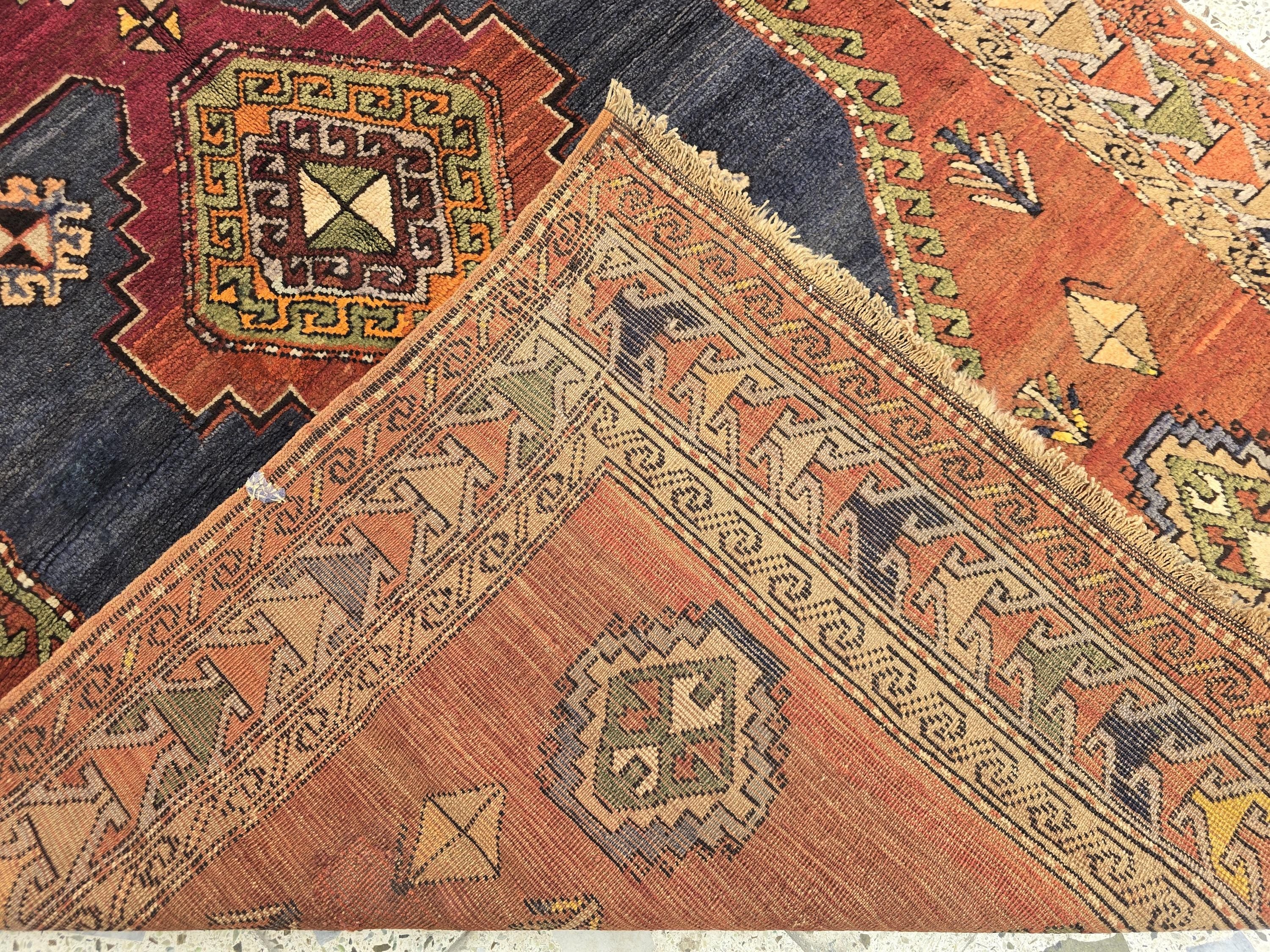 Antique Persian Caucasian Kafkas Rug – 5x7 ft | Hand-Knotted Wool Rug | 105 Years Old | Red, Navy, Olive, Gold | Tribal Collectible Area Rug