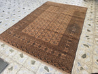 Antique Ahal Gul Rug 7x10ft – 70-Year-Old Collectible Turkoman Carpet | Rich Brown Tones, Tribal Geometric Design, Functional & Decorative
