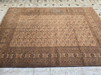 Antique Ahal Gul Rug 7x10ft – 70-Year-Old Collectible Turkoman Carpet | Rich Brown Tones, Tribal Geometric Design, Functional & Decorative