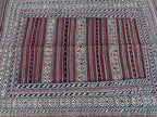 4x6 ft Handwoven Afghan Kilim Rug – Tribal Wool Flatweave Carpet, Cream & Burgundy Geometric Pattern, Boho Nomadic Area Rug, Ethnic Decor