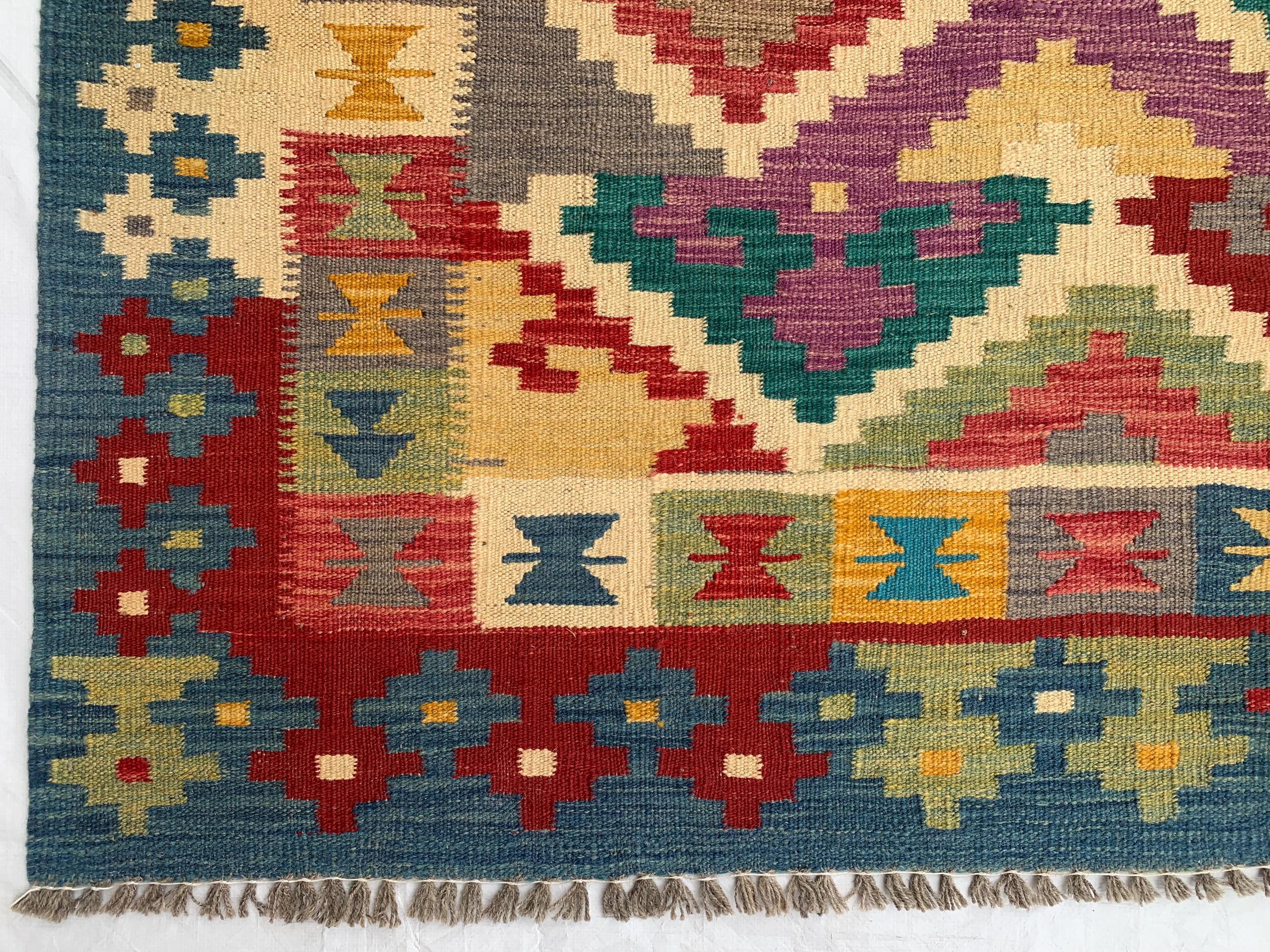 6x10ft, Chobi Kilim Multicolor Rug – Large Handwoven Wool Area Rug, Tribal Afghan Flatweave Carpet, Boho Living Room Floor Decor 294x199 cm