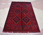 3x6Ft Bukhara Rug Turkmen 100% Wool Afghan Veg dyes Handmade Bukhara Pattern Turkmen Oriental Rug, Rugs For Living Room, Bedroom Rug