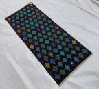 3x7ft, Handwoven Afghan Kilim Runner Rug – Geometric Tribal Pattern, Multicolor on Black, Wool Flatweave Hallway Rug, Kitchen Rug, 199x81cm