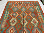 Large Handwoven Afghan Kilim Rug, 9.10x6.7ft, Flatweave Turkmen Wool Area Rug, Multicolor Kilim Rug, Rug for Farmhouse, Picnic Outdoor Use