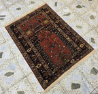 Handwoven Prayer Mat 3.6x2.6ft, Turkmen Wool Handmade Rugs, Wall Hanging Rug, Collectible Afghan Rug