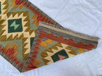 2x7 Hallway Rug, Afghan Handmade Kilim Rug, Turkmen Flatweave Wool Area Rug, Vegetable Dyed Rug, Kilim narrow rug, entryway rug 212x63 cm